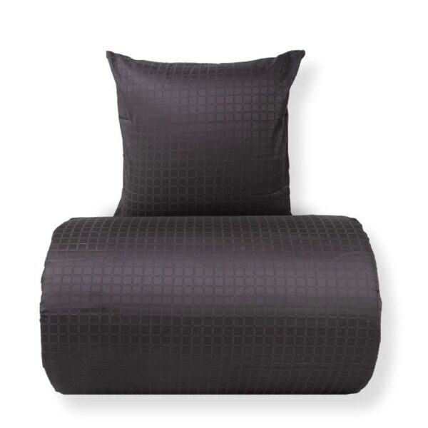 Dobbelt sengetøj 200x220 cm - 100% bomuldssatin - Mørkegrå jacquardvævet - Ensfarvet