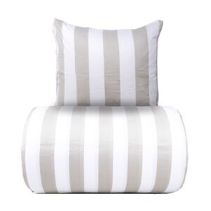 Dobbelt sengetøj 200x220 cm - 100% bomuldssatin - Nordic Stripe - Brede grå striber