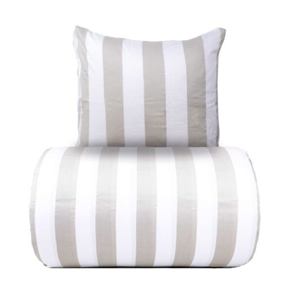 Dobbelt sengetøj 200x220 cm - 100% bomuldssatin - Nordic Stripe - Brede grå striber