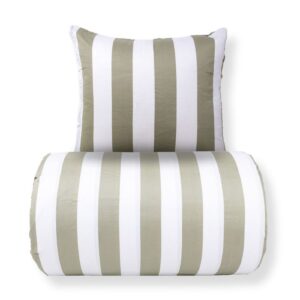 Dobbelt sengetøj 200x220 cm - 100% bomuldssatin - Nordic Stripe - Brede olivengrønne striber