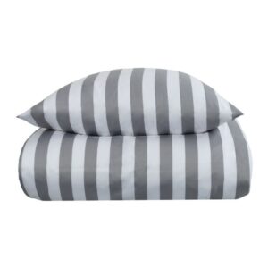 Dobbelt sengetøj 200x220 cm - 100% bomuldssatin - Nordic Stripe - Grå striber