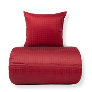 Dobbelt sengetøj 200x220 cm - 100% bomuldssatin - Rødt jacquardvævet - Ensfarvet