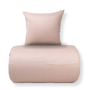 Dobbelt sengetøj 200x220 cm - 100% bomuldssatin - Rosa jacquardvævet - Ensfarvet