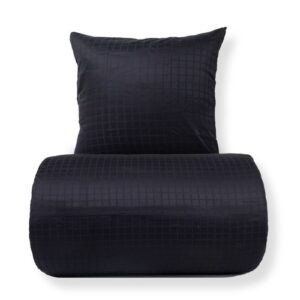 Dobbelt sengetøj 200x220 cm - 100% bomuldssatin - Sort jacquardvævet - Ensfarvet