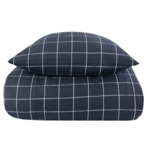 Dobbelt sengetøj 200x220 cm - Bæk og Bølge - 100% Bomulds krep - Blå tern