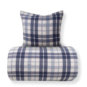Dobbelt sengetøj 200x220 cm - Bæk og Bølge - 100% Bomulds krep - Mørkeblå tern