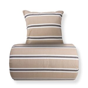 Dobbelt sengetøj 200x220 cm - Bomulds flonel - Beige med striber