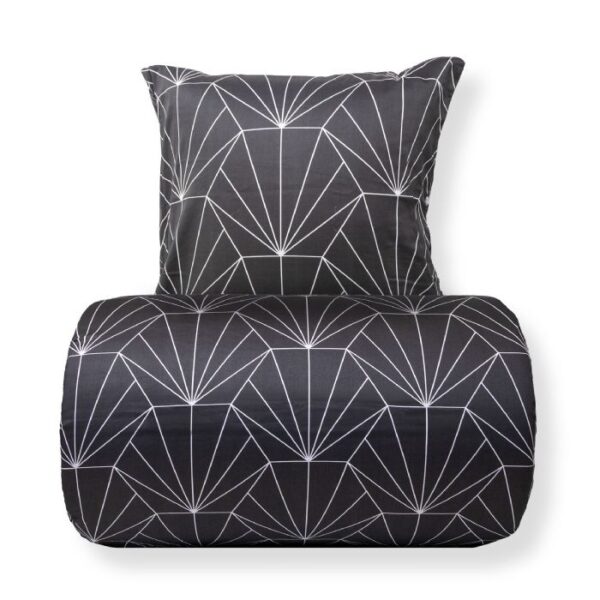 Dobbelt sengetøj 200x220 cm - Bomuldssatin - Vendbart gråt Hexagon print