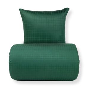 Dobbelt sengetøj 200x220 cm - GOTS certificeret økologisk bomuldssatin - Grønne jacquardvævede tern