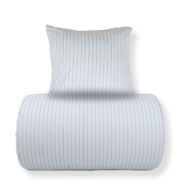 Dobbelt sengetøj 240x220 cm - 100% bomuld - Blå med brune striber