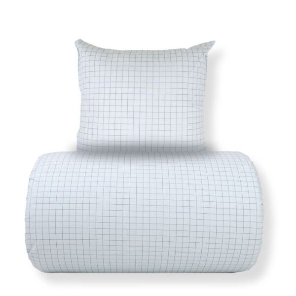 Dobbelt sengetøj 240x220 cm - 100% bomuld - Blåt med mørkeblå tern