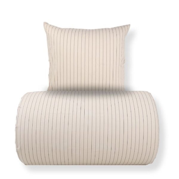Dobbelt sengetøj 240x220 cm - 100% bomuld - Sandfarvet med brune striber