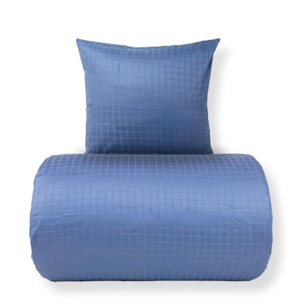 Dobbelt sengetøj 240x220 cm - 100% bomuldssatin - Blåt jacquardvævet - Ensfarvet