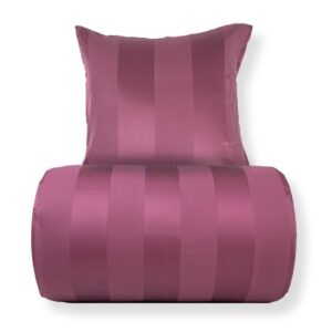 Dobbelt sengetøj 240x220 cm - 100% bomuldssatin - Blommefarvet brede striber