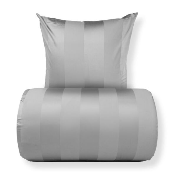 Dobbelt sengetøj 240x220 cm - 100% bomuldssatin - Grå brede striber
