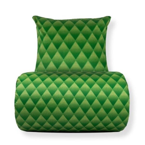Dobbelt sengetøj 240x220 cm - 100% bomuldssatin - Grønt 3D harlekinmønster
