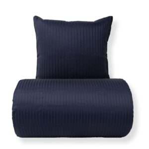 Dobbelt sengetøj 240x220 cm - 100% bomuldssatin - Klassisk mørkeblå striber