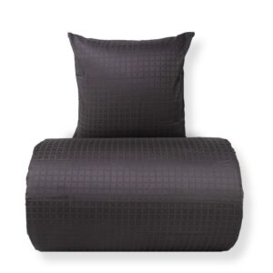 Dobbelt sengetøj 240x220 cm - 100% bomuldssatin - Mørkegrå jacquardvævet - Ensfarvet