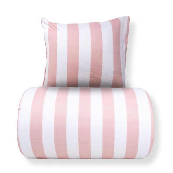 Dobbelt sengetøj 240x220 cm - 100% bomuldssatin - Nordic Stripe - Brede lyserøde striber
