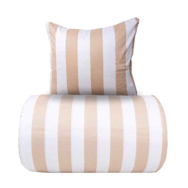 Dobbelt sengetøj 240x220 cm - 100% bomuldssatin - Nordic Stripe - Brede naturfarvet striber