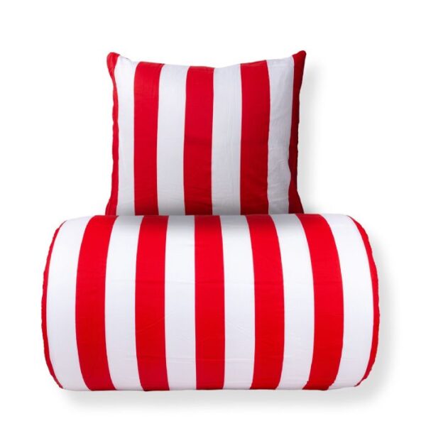 Dobbelt sengetøj 240x220 cm - 100% bomuldssatin - Nordic Stripe - Brede røde striber
