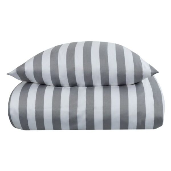 Dobbelt sengetøj 240x220 cm - 100% bomuldssatin - Nordic Stripe - Grå striber