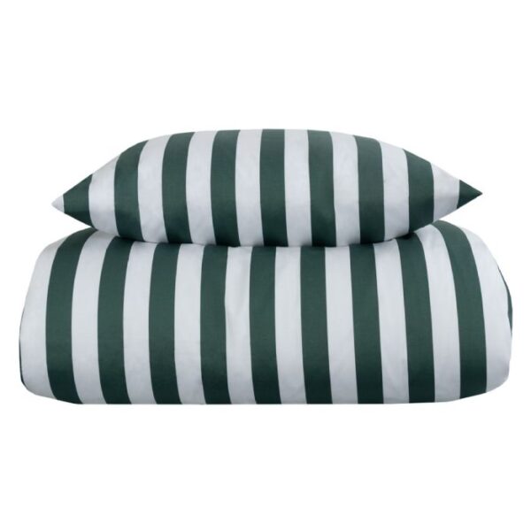 Dobbelt sengetøj 240x220 cm - 100% bomuldssatin - Nordic Stripe - Grønne striber