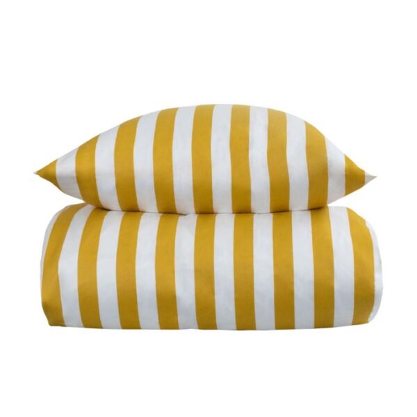 Dobbelt sengetøj 240x220 cm - 100% bomuldssatin - Nordic Stripe - Gule striber