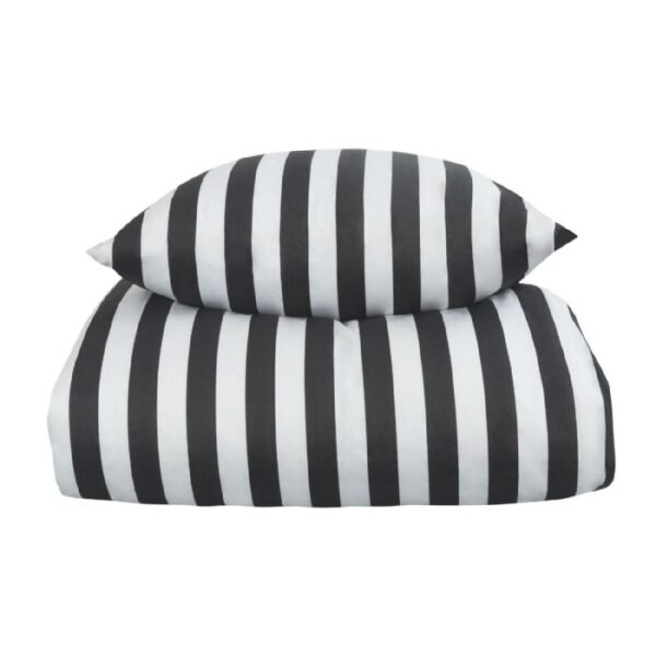 Dobbelt sengetøj 240x220 cm - 100% bomuldssatin - Nordic Stripe - Mørkegrå striber