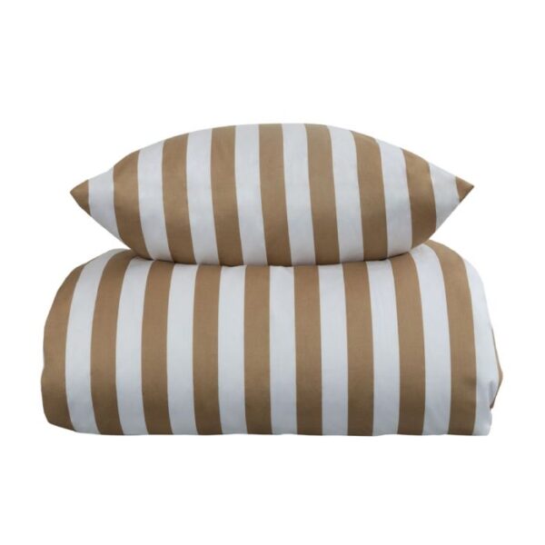 Dobbelt sengetøj 240x220 cm - 100% bomuldssatin - Nordic Stripe - Sandfarvet striber