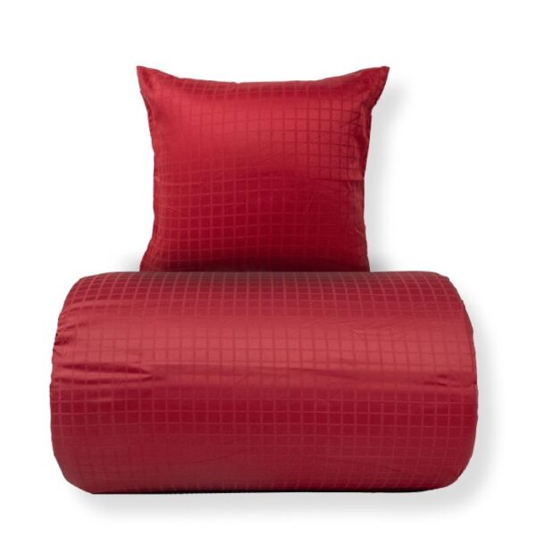 Dobbelt sengetøj 240x220 cm - 100% bomuldssatin - Rødt jacquardvævet - Ensfarvet