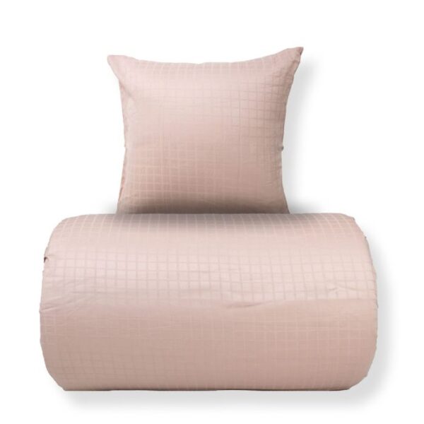 Dobbelt sengetøj 240x220 cm - 100% bomuldssatin - Rosa jacquardvævet - Ensfarvet