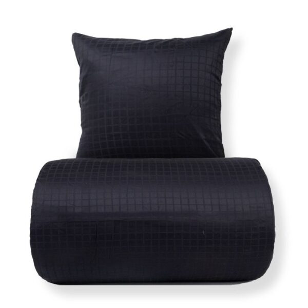 Dobbelt sengetøj 240x220 cm - 100% bomuldssatin - Sort jacquardvævet - Ensfarvet