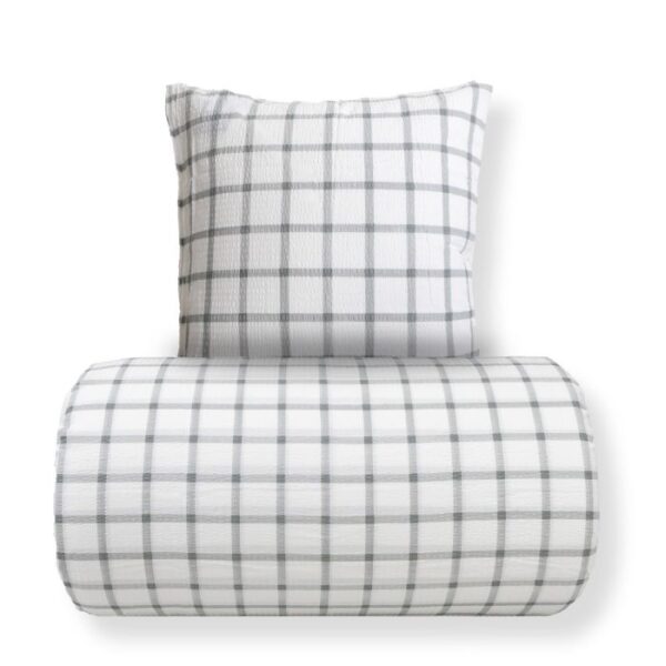 Dobbelt sengetøj 240x220 cm - Bæk og Bølge - 100% Bomulds krep - Grønne tern