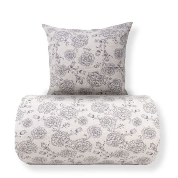 Dobbelt sengetøj 240x220 cm - Bæk og Bølge - 100% Bomulds krep - Sandfarvet blomster print