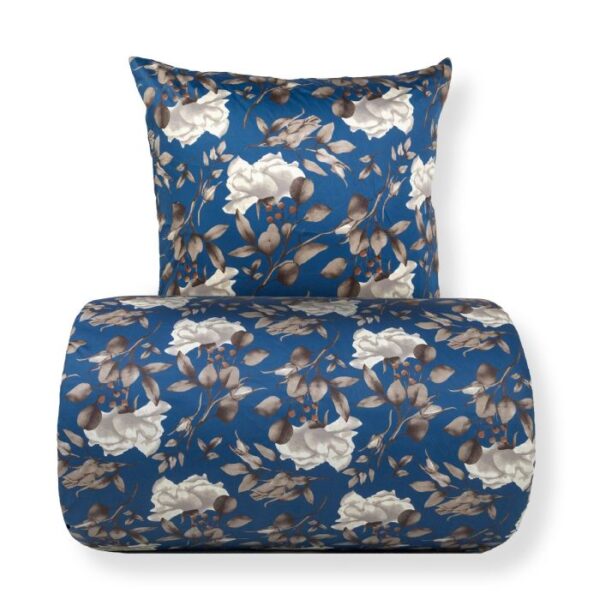 Dobbelt sengetøj 240x220 cm - Bomuldssatin - Blossom blue - Blomster print