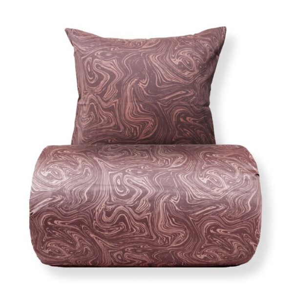 Dobbelt sengetøj 240x220 cm - Bomuldssatin - Mørk rosa marble print