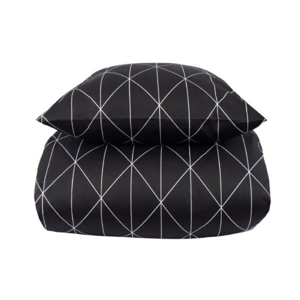 Dobbelt sengetøj 240x220 cm - Bomuldssatin - Sort harlekin design