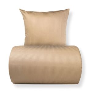 Dobbelt sengetøj 240x220 cm - Egyptisk bomuld - Beige jacquardvævede striber