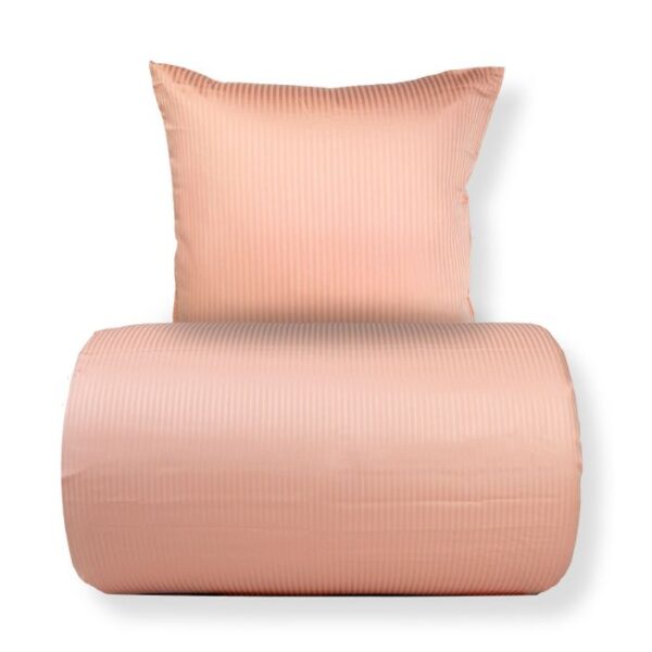 Dobbelt sengetøj 240x220 cm - Egyptisk bomuld - Rosa jacquardvævede striber