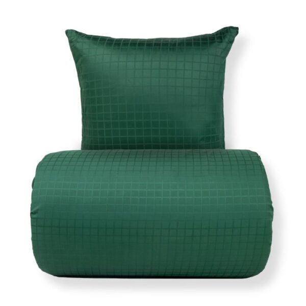 Dobbelt sengetøj 240x220 cm - GOTS certificeret økologisk bomuldssatin - Grønne jacquardvævede tern