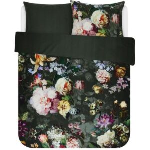 Dobbeltdyne sengetøj 200x200 cm - Fleur Green - Vendbar sengesæt - 100% bomuldssatin - Essenza sengetøj