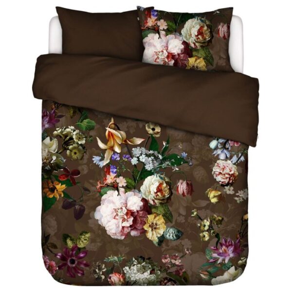 Essenza dobbeltdyne sengetøj - 200x220 cm - 100% bomuldssatin sengesæt - Fleur Chocolate sengelinned