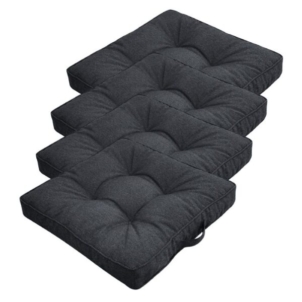Futon hyndepakke til havestol 4 stk. - 7 cm bløde hynder - Antracit grå havehynder til udendørs brug - Måler 50x50 cm - Nordstrand Home stolehynder