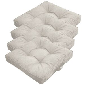 Futon hyndepakke til havestol 4 stk. - 7 cm bløde hynder - Beige havehynder til udendørs brug - Måler 50x50 cm - Nordstrand Home stolehynder