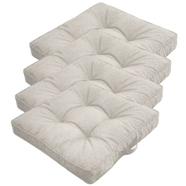 Futon hyndepakke til havestol 4 stk. - 7 cm bløde hynder - Beige havehynder til udendørs brug - Måler 50x50 cm - Nordstrand Home stolehynder
