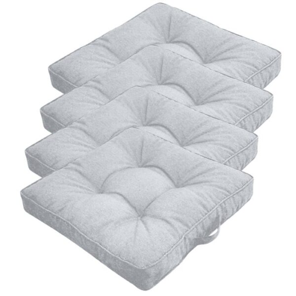 Futon hyndepakke til havestol 4 stk. - 7 cm bløde hynder - Grå havehynder til udendørs brug - Måler 50x50 cm - Nordstrand Home stolehynder