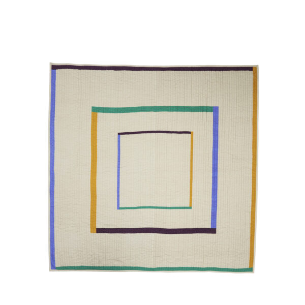 Hübsch – Twist Sengetæppe Firkantet – 260x260 cm – Sand & Flerfarvet