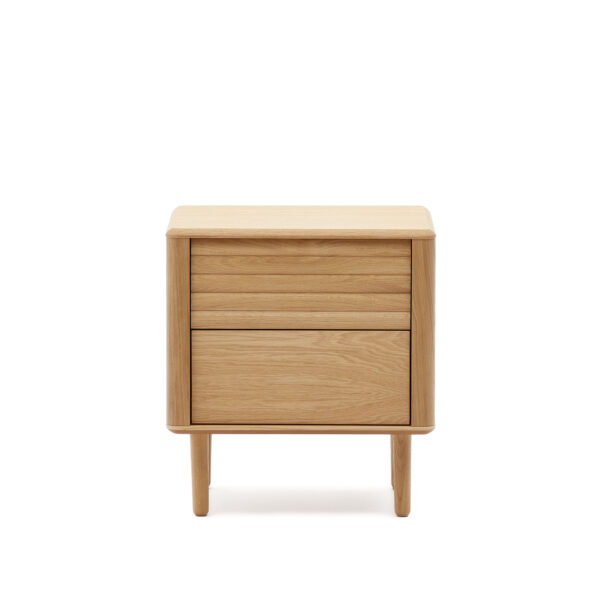 KAVE HOME Lenon sengebord, m. 2 skuffer - natur egefinér og egetræ (50x55)