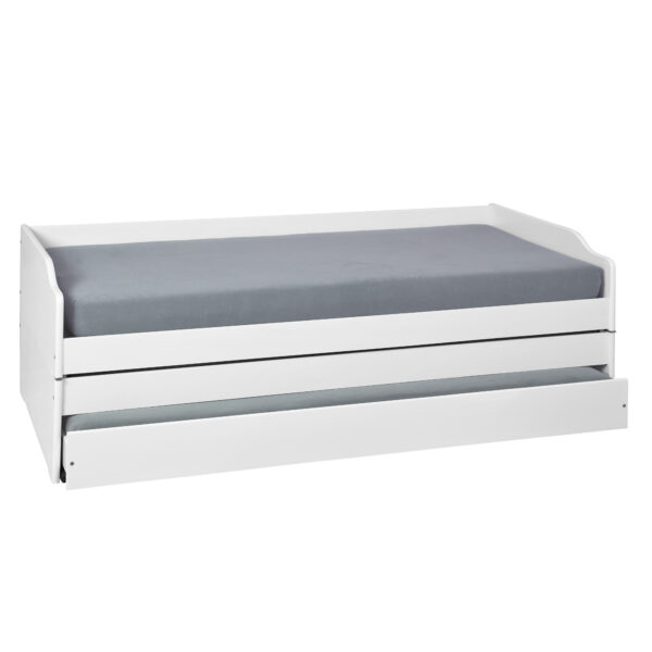 NORDIC LIVING COLLECTION Lotar 3-i-1 sengeramme, m. lamelbund, 3 sovepladser, u. madras - hvid fyrretræ (90x200)